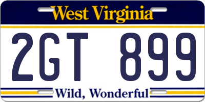 WV license plate 2GT899