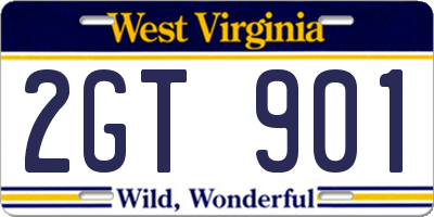 WV license plate 2GT901