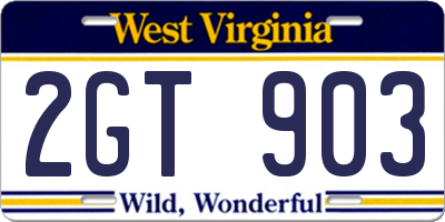 WV license plate 2GT903