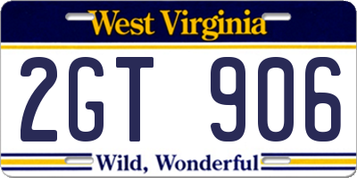 WV license plate 2GT906
