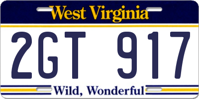 WV license plate 2GT917