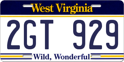 WV license plate 2GT929