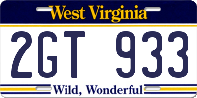 WV license plate 2GT933