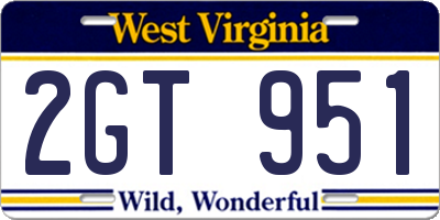 WV license plate 2GT951