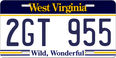 WV license plate 2GT955