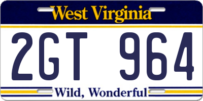 WV license plate 2GT964