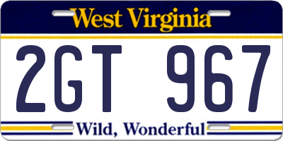 WV license plate 2GT967