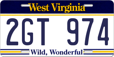 WV license plate 2GT974