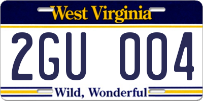 WV license plate 2GU004