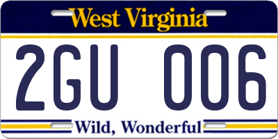WV license plate 2GU006