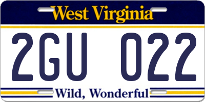 WV license plate 2GU022