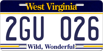 WV license plate 2GU026