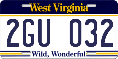 WV license plate 2GU032