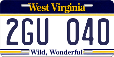 WV license plate 2GU040