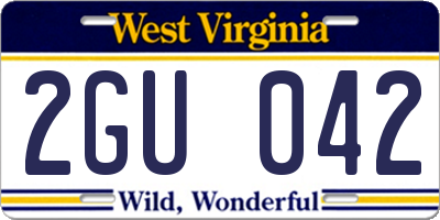 WV license plate 2GU042