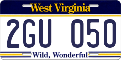 WV license plate 2GU050