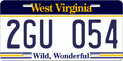 WV license plate 2GU054