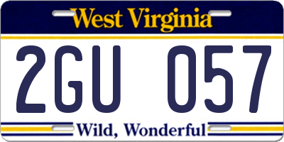 WV license plate 2GU057