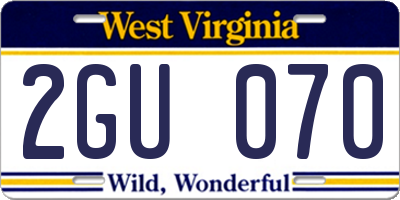 WV license plate 2GU070
