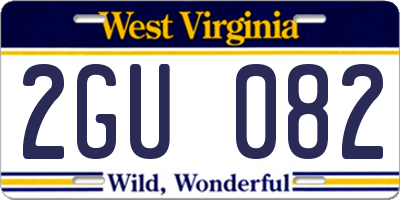 WV license plate 2GU082