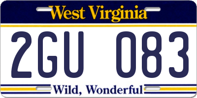 WV license plate 2GU083