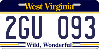 WV license plate 2GU093