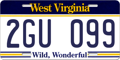WV license plate 2GU099