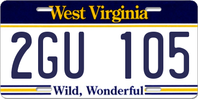 WV license plate 2GU105