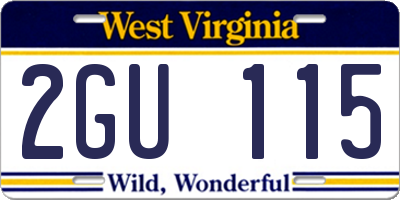 WV license plate 2GU115