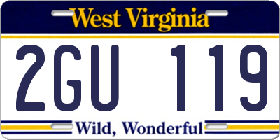 WV license plate 2GU119