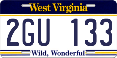 WV license plate 2GU133