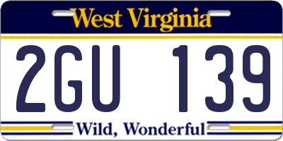 WV license plate 2GU139