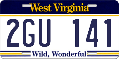 WV license plate 2GU141