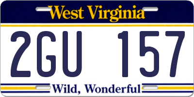 WV license plate 2GU157