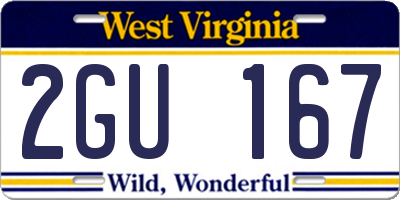 WV license plate 2GU167