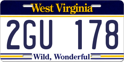 WV license plate 2GU178