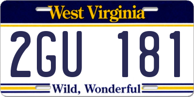 WV license plate 2GU181