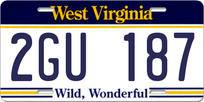 WV license plate 2GU187