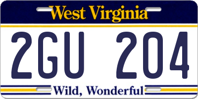 WV license plate 2GU204