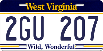 WV license plate 2GU207