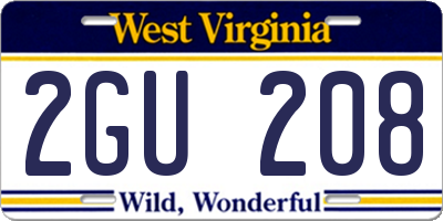 WV license plate 2GU208