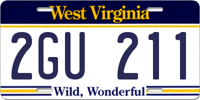WV license plate 2GU211