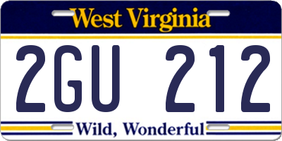 WV license plate 2GU212