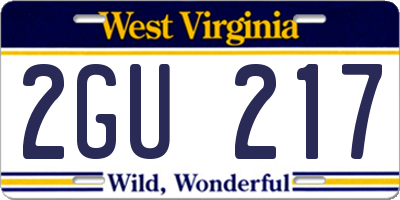 WV license plate 2GU217