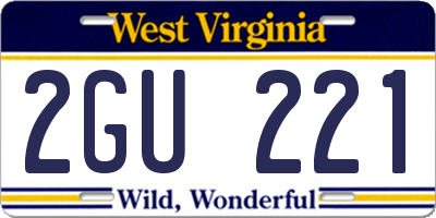 WV license plate 2GU221