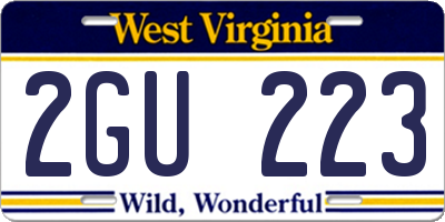 WV license plate 2GU223