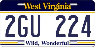 WV license plate 2GU224