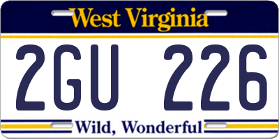 WV license plate 2GU226