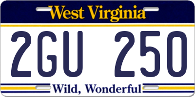 WV license plate 2GU250