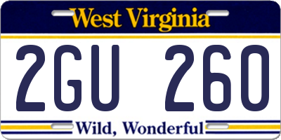 WV license plate 2GU260